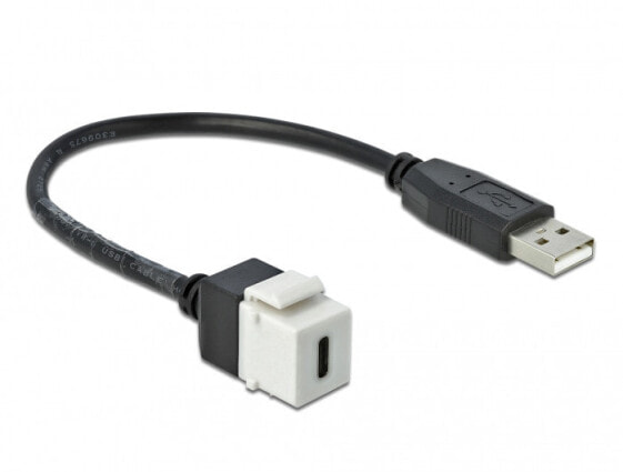 Delock 86382 - Flat - Black - White - USB C - USB A - Female - Male