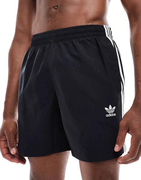 adidas Originals Originals Adicolor 3-stripes swim shorts in black