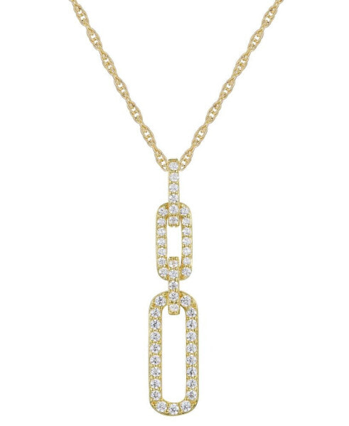 Macy's cubic Zirconia Double Link 18" Pendant Necklace in Sterling Silver or 14k Gold-Plated Sterling Silver