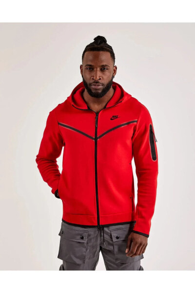 Толстовка мужская Nike Sportswear Tech Fleece Full-Zip Hoodie Красная