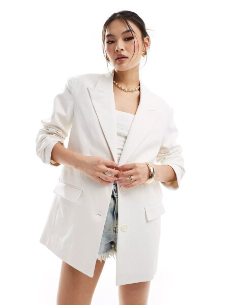 NA-KD oversized blazer in off-white