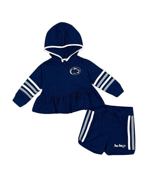 Girls Infant Navy Penn State Nittany Lions Spoonful Full-Zip Hoodie and Shorts Set