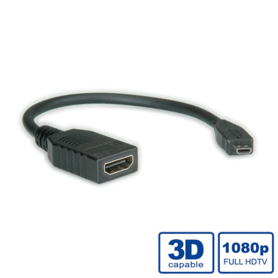 VALUE HDMI High Speed Cable + Ethernet - A - D - F/M 0.15m - 0.15 m - HDMI Type A (Standard) - HDMI Type D (Micro) - Black