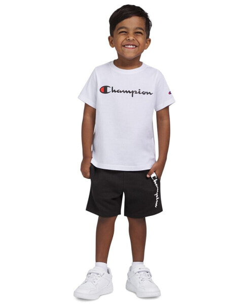 Toddler & Little Boys Short-Sleeve T-Shirt & Fleece Shorts, 2 Piece Set