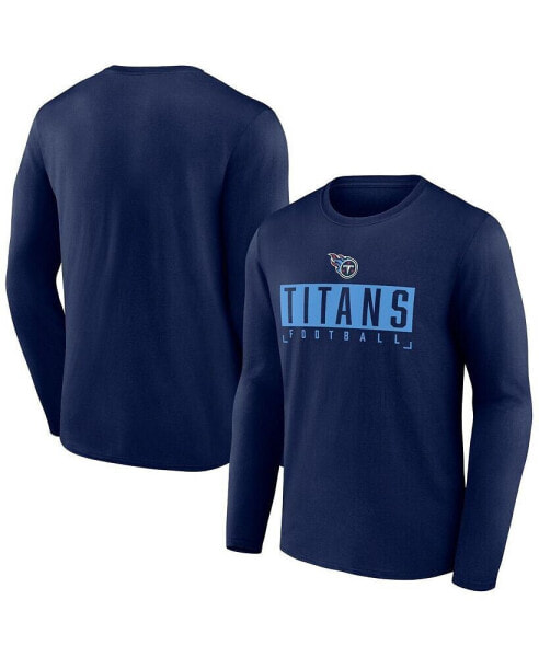 Men's Navy Tennessee Titans Big and Tall Wordmark Long Sleeve T-shirt