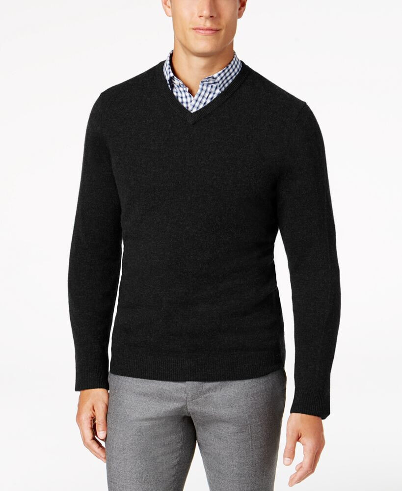 Мужской кашемир. Черный кашемировый свитер мужской. Sweaters men v Neck. Club Room men's Geometric-Print Fleece Sweater, created for Macy's.