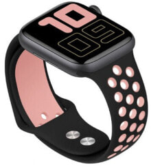 Аксессуары для смарт-часов силиконовый ремешок 4wrist  для Apple Watch - черный / светло-розовый 38/40 мм