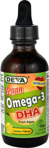 Рыбий жир и Омега 3, 6, 9 deva Vegan Omega-3 DHA from Algae Lemon  Омега-3 ДГК из водорослей 50 мл