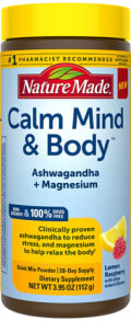 Витамины и БАДы для нервной системы Nature Made Calm Mind & Body Drink Mix Powder Лимонно-клубничный порошок для спокойствия  тела и разума 112 г