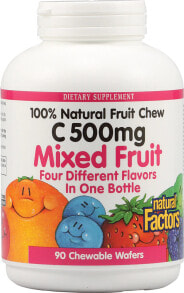 Витамин С Natural Factors Fruit-Flavor Chew C Жевательный витамин С 500 мг Фруктовый вкус 90 жевательных пластинок
