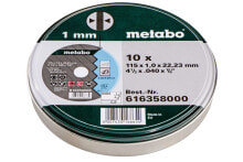 Купить оснастка для угловой шлифмашины (болгарки) Metabo: Metabo Trennscheiben SP 115x1,0x22,23 Inox, TF 41, 10 Stück in Blechdose