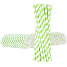 Одноразовая посуда paper straws BIO ecological PAPER STRAWS 6 / 205mm - white-green 500pcs.
