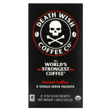 Death Wish Coffee, The World's Strongest Coffee, Instant Coffee, Dark Roast, 8 Single-Serve Packets, 17 oz (4.9 g) Each