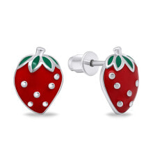 Ювелирные серьги beautiful silver earrings Strawberries EA708W