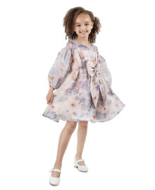 Toddler & Little Girls Balloon-Sleeve Floral Organza Dress купить онлайн