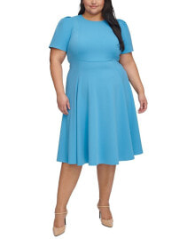 Calvin Klein plus Size Short-Sleeve Midi Dress