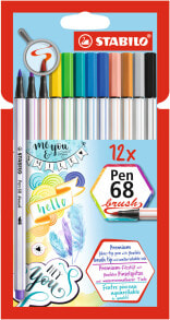 Фломастеры для рисования для детей sTABILO Pen 68 Brush фломастер Болд Разноцветный 12 шт 105680012