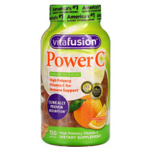 Витамин С VitaFusion, Power C, витамин C с высокой эффективностью действия, натуральный апельсиновый вкус, 150 жевательных таблеток