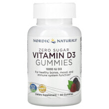 Витамин D nordic Naturals, Zero Sugar Vitamin D3 Gummies, Wild Berry, 1,000 IU, 60 Gummies