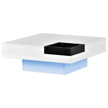 Simplie Fun modern Minimalist Design Square Coffee Table With Detachable Tray And Plug-In 16-Color LED