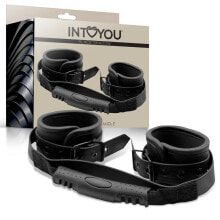 Наручники или фиксатор для БДСМ INTOYOU BLACK SHADOW Vegan Leather Cuffs with Handle