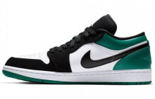 Jordan Air Jordan 1 Low 复古篮球鞋 男女同款 黑绿脚趾 / Кроссовки Nike Air Jordan 1 Low White Black Mystic Green (Белый, Черный)