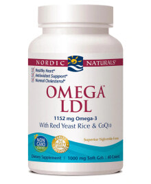 Рыбий жир и Омега 3, 6, 9 Nordic Naturals Omega LDL Red Yeast Rice & CoQ10 Омега-3 с красным дрожжевым рисом и CoQ10 для поддержки сердечно-сосудистой системы  1000 мг 60 гелевых капсул