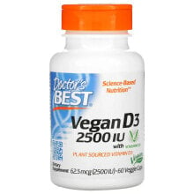 Витамин D doctor&#039;s Best, Vegan D3 with Vitashine D3, 2,500 IU, 60 Veggie Caps