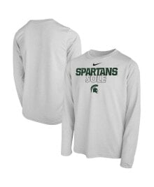 Nike big Boys and Girls White Michigan State Spartans Sole Bench T-shirt