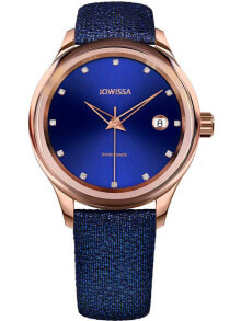 Женские наручные часы Женские наручные часы с синим кожаным ремешком Jowissa J4.364.M Tiro Damen 38mm 5ATM