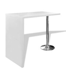 vidaXL bar Table MDF with 1 Steel Leg High Gloss White