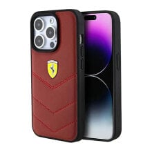 FERRARI Fehcp15Lrdur iPhone 15 Pro 6.1 Leather Stitched Lines phone case