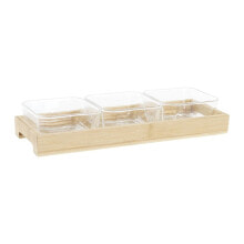 Snack tray DKD Home Decor 31,5 x 11 x 6 cm Crystal Natural 280 ml