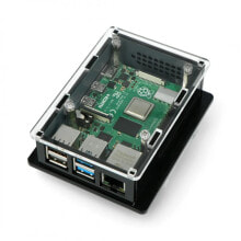 Компьютерные корпуса для игровых ПК Корпус Case for Raspberry Pi 4B box V2 DIN - black-transparent