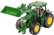 Игрушечные машинки и техника для мальчиков Трактор Siku John Deere с ковшом, зеленый