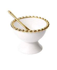 Classic Touch set of 4 Porcelian Dessert cups with Gold Beaded Design