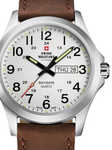 Мужские наручные часы с коричневым кожаным ремешком  Swiss Military SMP36040.16 Mens 42mm 5 ATM