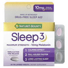 Sleep 3, Maximum Strength, Drug-Free Sleep Aid, 60 Tri-Layered Tablets