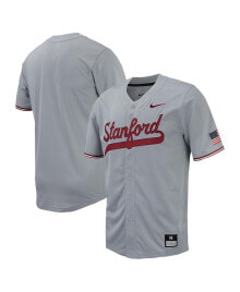 Nike men's Gray Stanford Cardinal Replica Full-Button Baseball Jersey