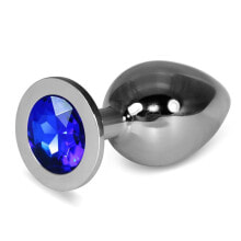 Плаг или анальная пробка LOVETOY Metal Butt Plug RoseBud Classic with Darkblue Jewel Size L