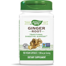 Имбирь и куркума Nature's Way Ginger Root --Корень имбиря  - 100 Веганских капсул