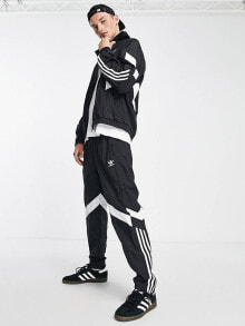 Мужские спортивные костюмы adidas Originals Rekive 3 stripe logo trackpants in black