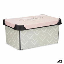 Storage Box with Lid Vibes Arrows Pink Plastic 5 L 19 x 13,5 x 29,5 cm (12 Units)