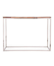 Simplie Fun boho Glam Console Table Handcrafted Recycled Wood & Silver Steel