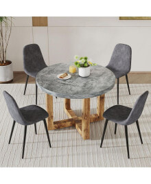 Simplie Fun circular Dining Table Set with 4 Chairs