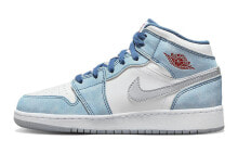 Jordan Air Jordan 1 Mid SE 中帮 复古篮球鞋 GS 蓝白 / Кроссовки Jordan Air Jordan 1 Mid SE GS DR6235-401