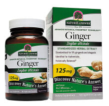 Имбирь и куркума Nature's Answer Ginger Rhizome -Корневище имбиря  - 60 вегетарианских капсул