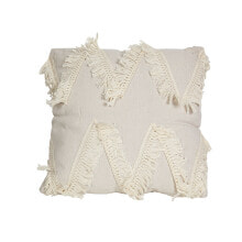 Cushion Romimex Cream With tassles 45 x 10 x 45 cm