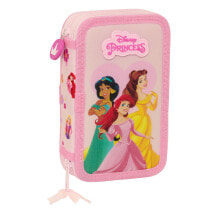 Double Pencil Case Disney Princess Summer adventures Pink 12.5 x 19.5 x 4 cm (28 Pieces)