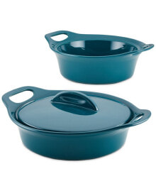 Ceramic Casserole Bakers with Shared Lid Set, 3-Piece